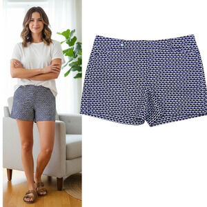 White House Black Market Shorts Wmn's Sz 14 Black White Pink Geometric 5" Inseam